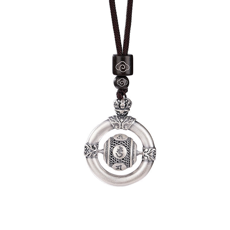 999 Sterling Silver Om Mani Padme Hum Necklace for Wisdom & Protection