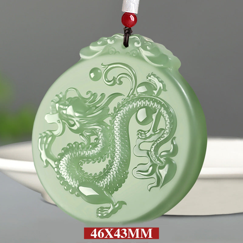Chinese Zodiac Jade Dragon Luck Necklace for Prosperity