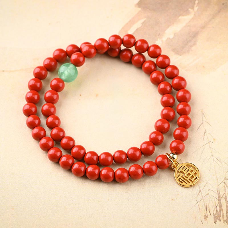 6mm Cinnabar Green Aventurine Luck Bracelet Unisex