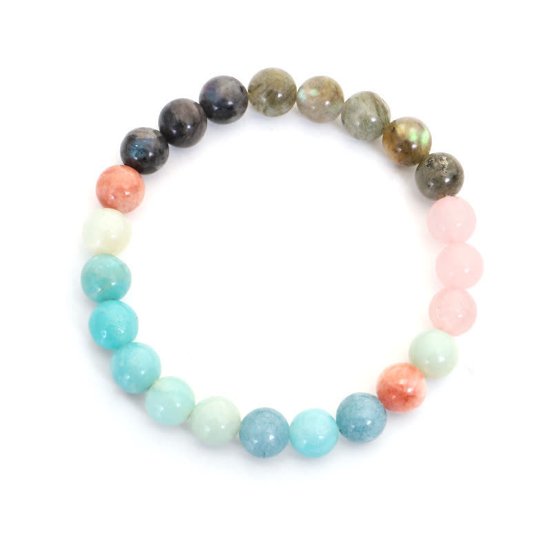 Bracelet Mala 108 perles en amazonite et pierres précieuses noires scintillantes