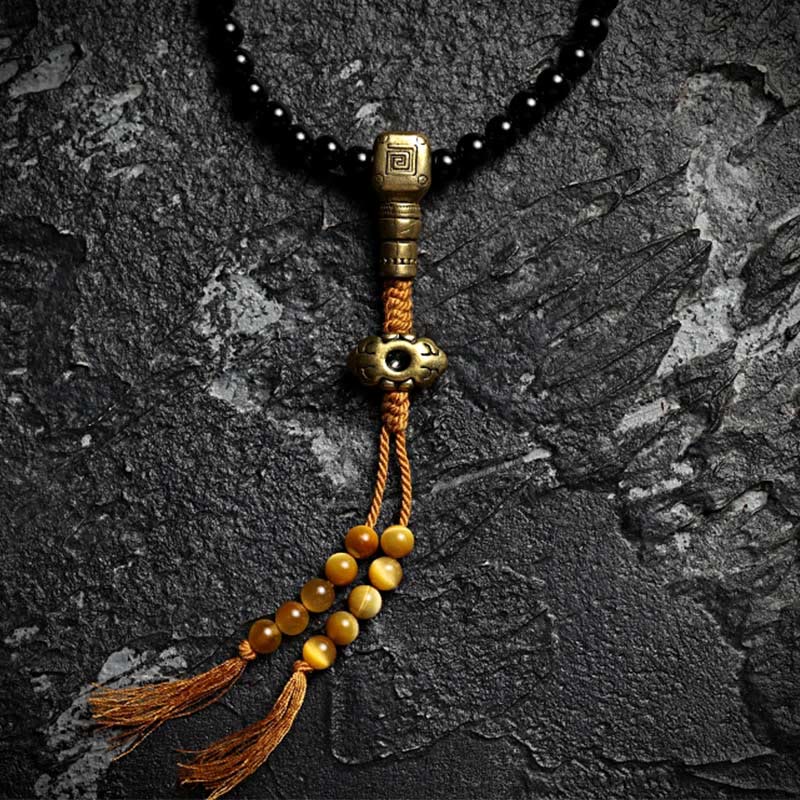 Bracelet Mala 108 perles en onyx noir pour la protection