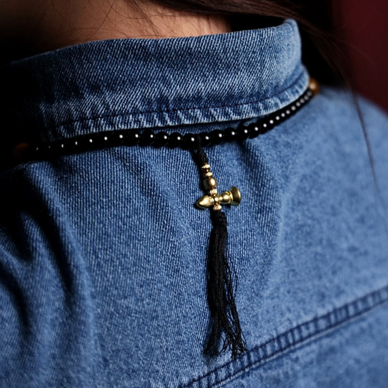 Bracelet Mala 108 perles en onyx noir pour la protection