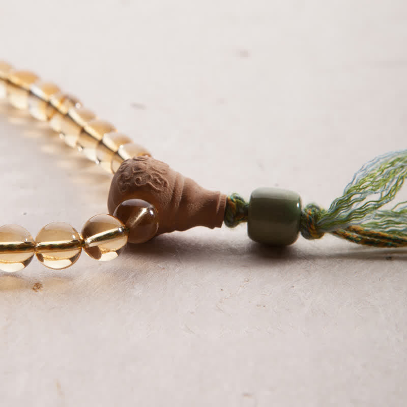 Bracelet Mala en citrine à 108 perles pour la prospérité et la protection