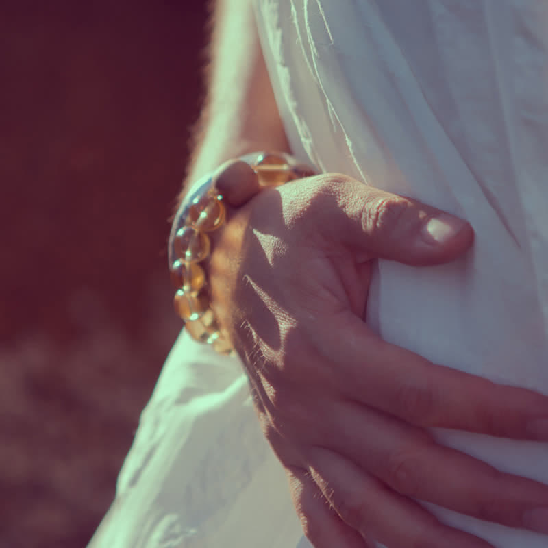 Bracelet Mala en citrine à 108 perles pour la prospérité et la protection