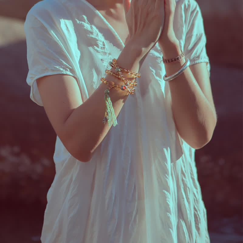 Bracelet Mala en citrine à 108 perles pour la prospérité et la protection