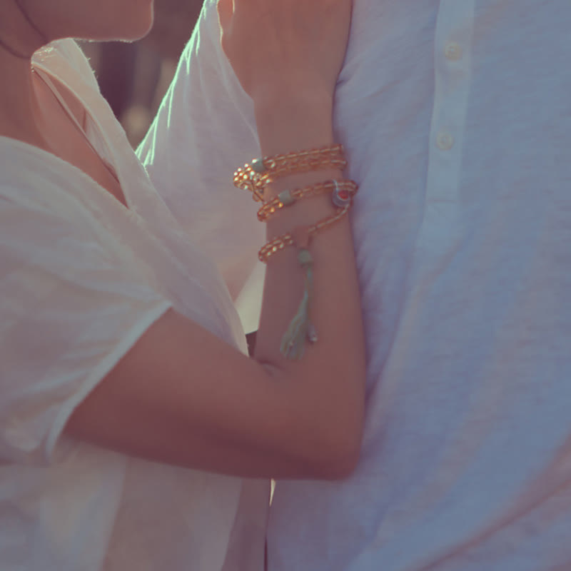 Bracelet Mala en citrine à 108 perles pour la prospérité et la protection