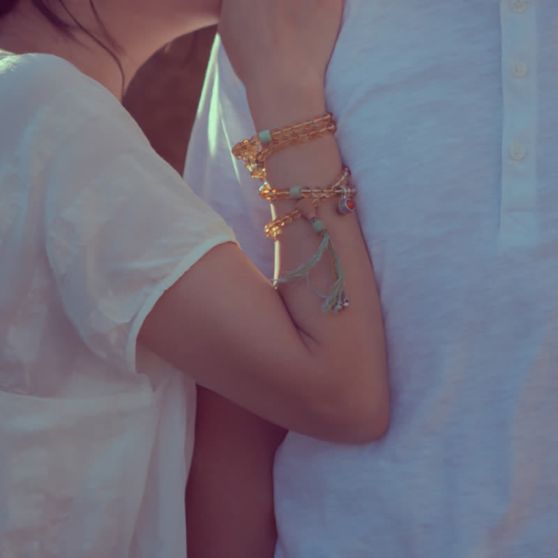 Bracelet Mala en citrine à 108 perles pour la prospérité et la protection