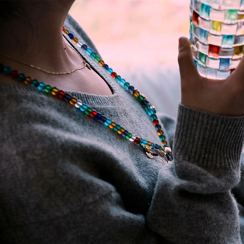 Bracelet Mala Liuli en verre de 108 perles avec breloques du zodiaque chinois
