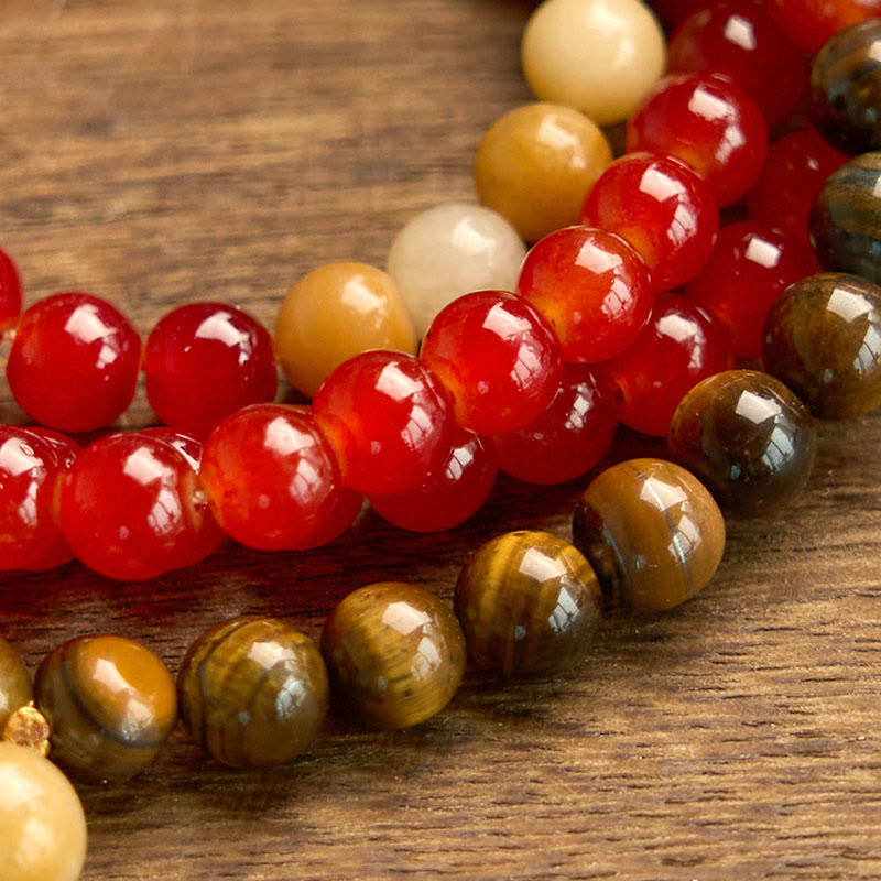 Bracelet Mala Calme 108 Perles Agate Rouge Œil de Tigre