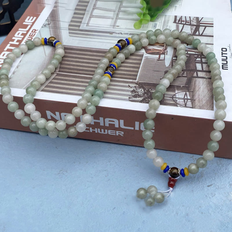 Bracelet Mala 108 perles en jade Shetai, porte-bonheur et prospérité