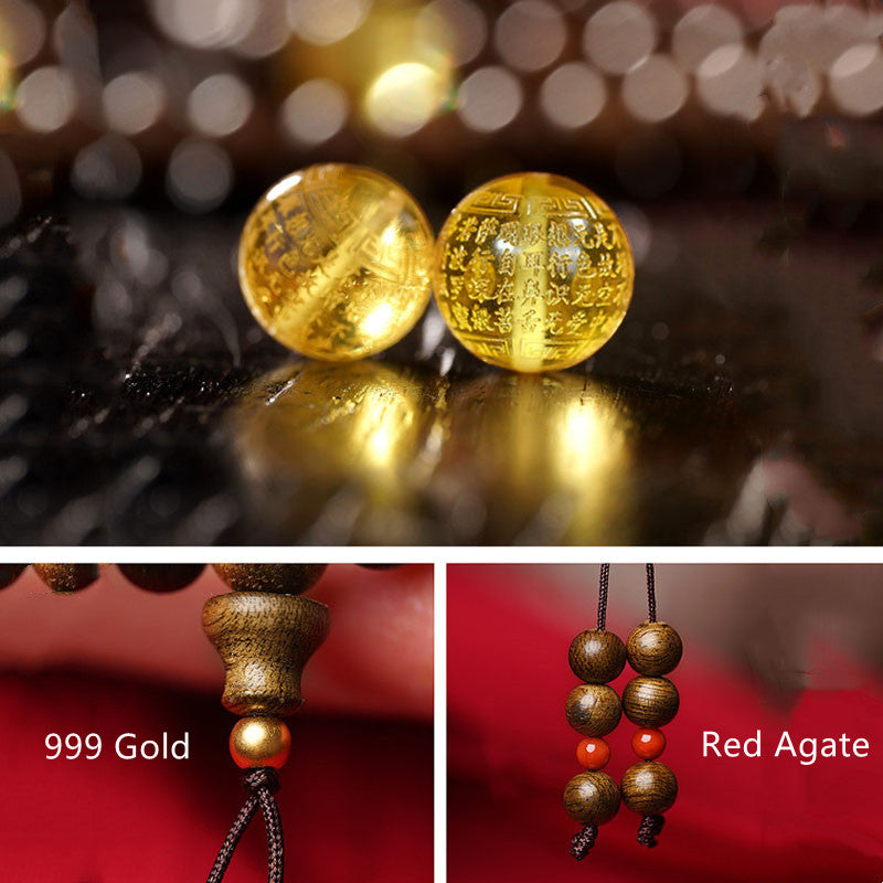 Bracelet de méditation en bois d'agar 108 perles 6 mm et 8 mm