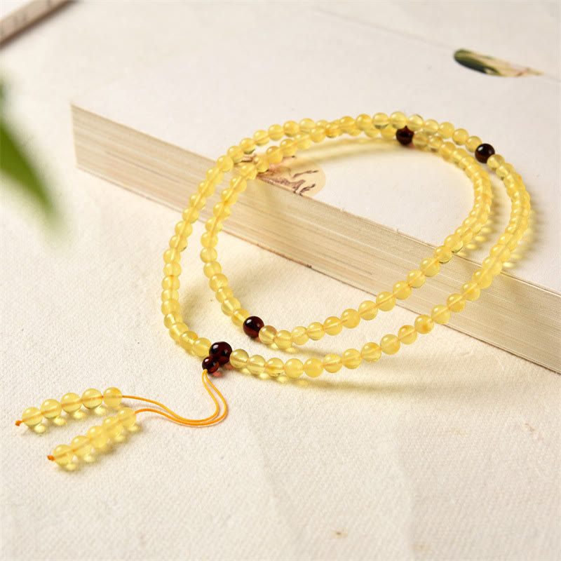 Bracelet Mala 108 perles en ambre pour soulager l'anxiété