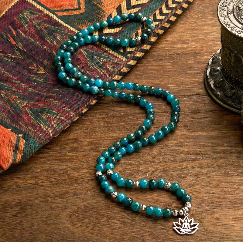 Bracelet Mala 108 perles en apatite pour la méditation