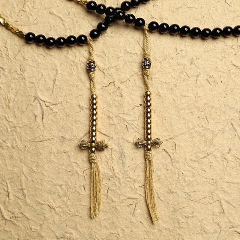 Bracelet Mala de protection en onyx noir à 108 perles