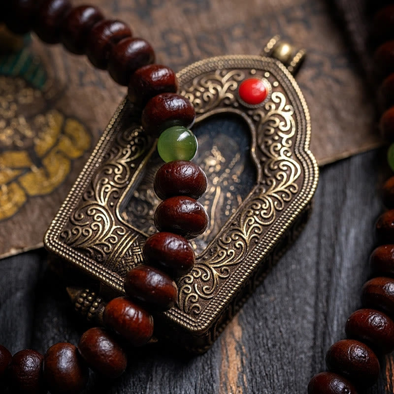 Bracelet Mala Bodhi Seed 108 perles avec protection en jade cyan Hetian