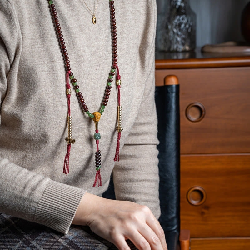 Bracelet Mala Bodhi Seed 108 perles avec protection en jade cyan Hetian