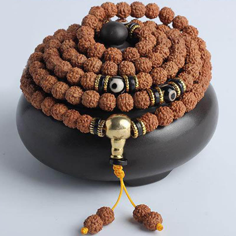 Bracelet Mala Bodhi Seed 108 perles pour la méditation et la chance