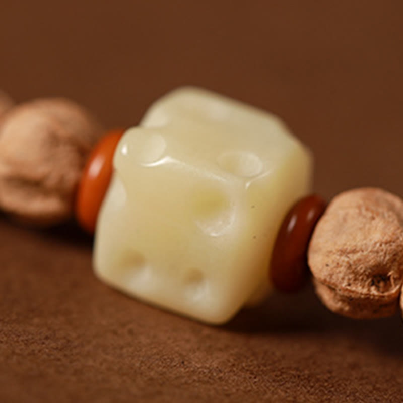 Bracelet Mala de Sagesse 108 Perles en Agate Rouge et Tête de Cerf