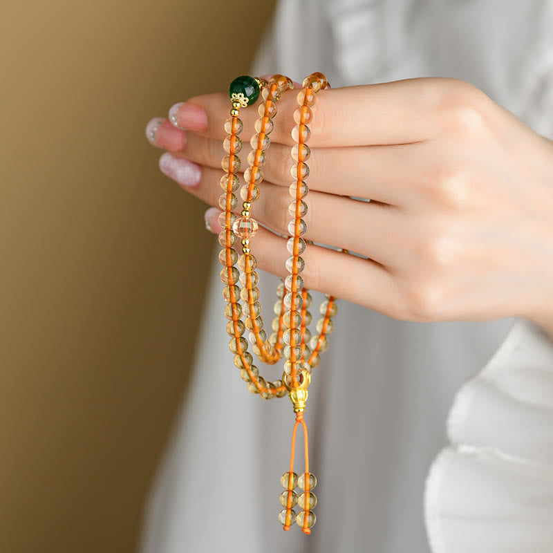 Bracelet Mala 108 perles en citrine pour le bonheur et la prospérité