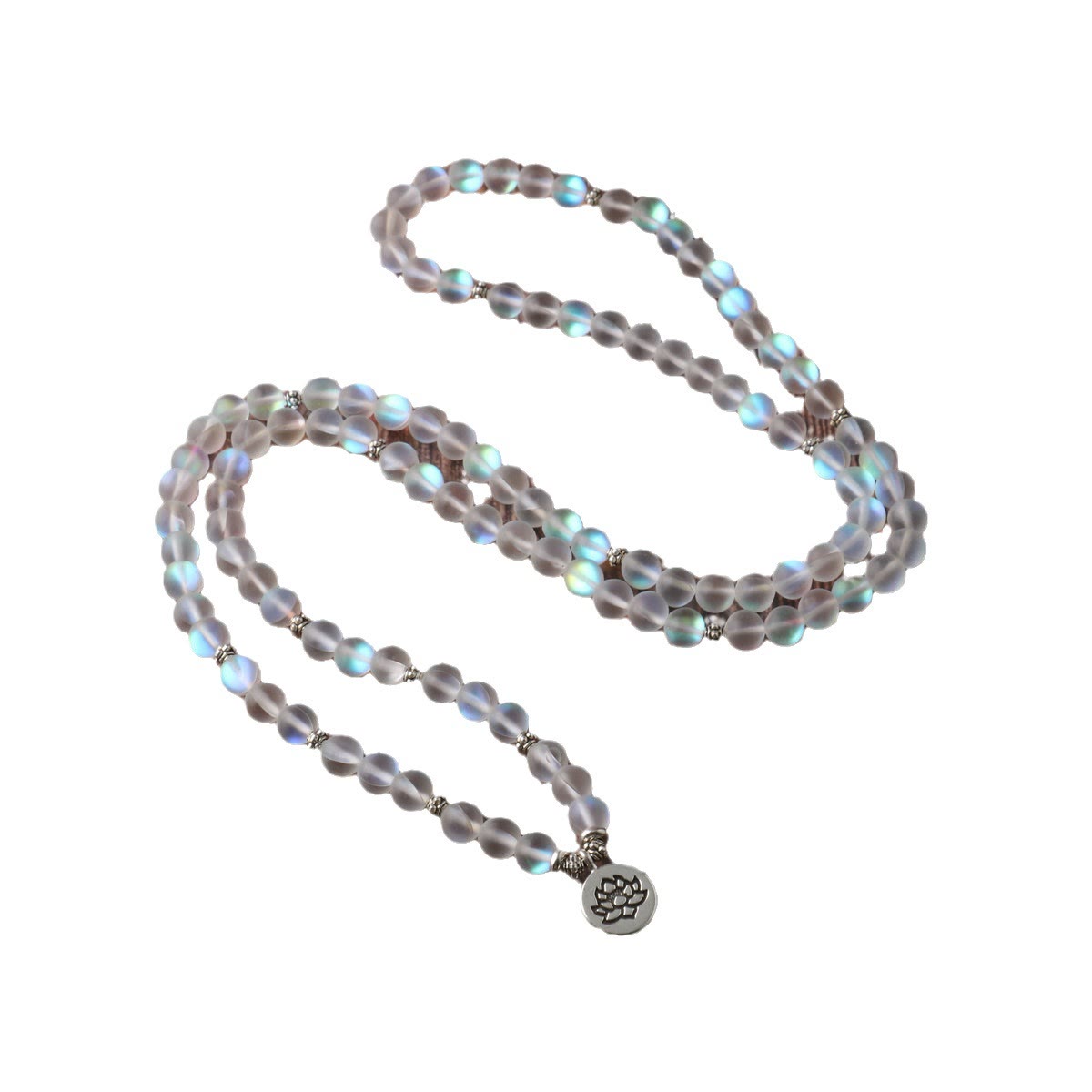 Bracelet Lotus 108 perles en pierres scintillantes pour la méditation et l'illumination