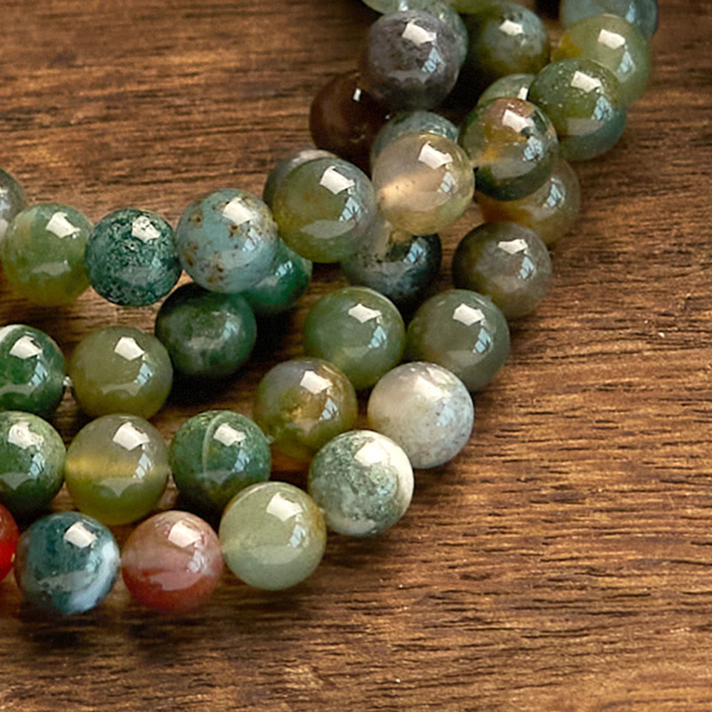 Bracelet de méditation en agate indienne 108 perles, lotus apaisant