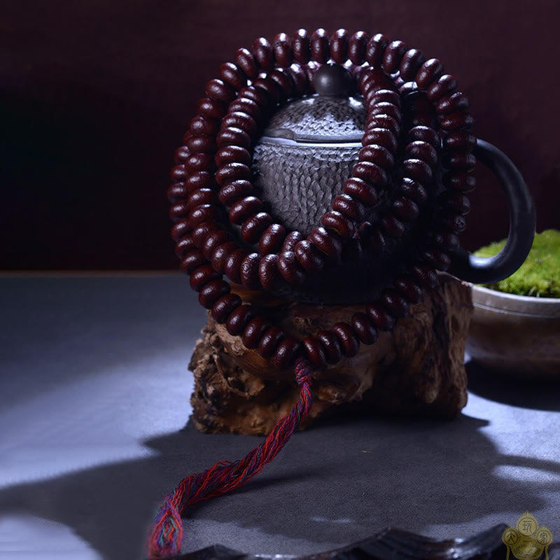 Bracelet Mala 108 perles en graines de Bodhi violettes pour méditation