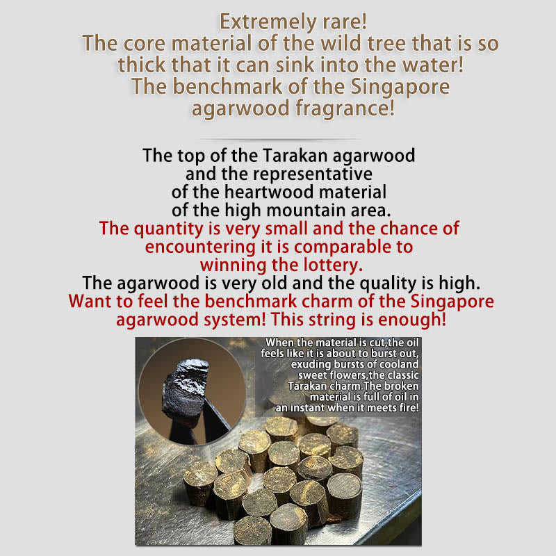 Bracelet Mala en bois d'agar Tarakan de 108 perles pour la protection