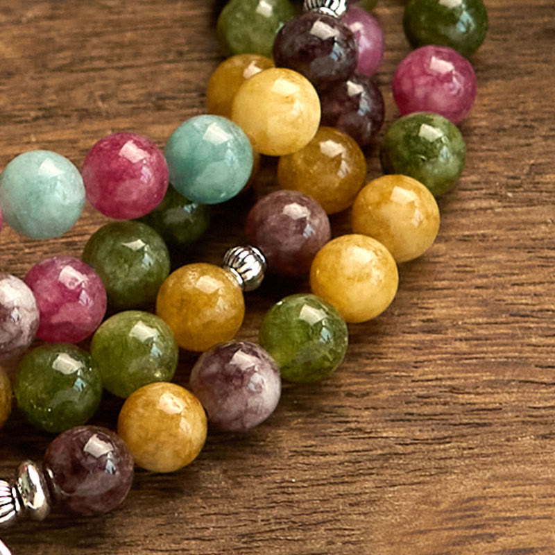 Bracelet Mala Sagesse Lotus Tourmaline 108 Perles