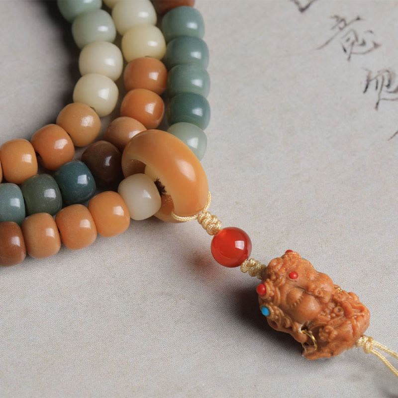 Bracelet Mala Bodhi Seed Mala de 108 perles avec Tara verte pour la paix