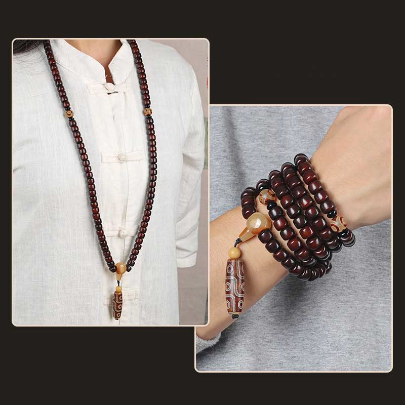 Bracelet porte-bonheur en jade Dzi à trois yeux et neuf yeux, 108 perles Mala