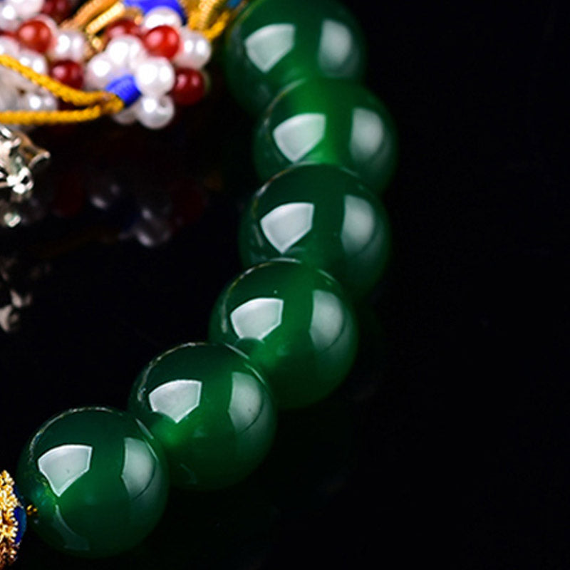 Green Agate Wrist Mala 14mm for Success and Manifestation