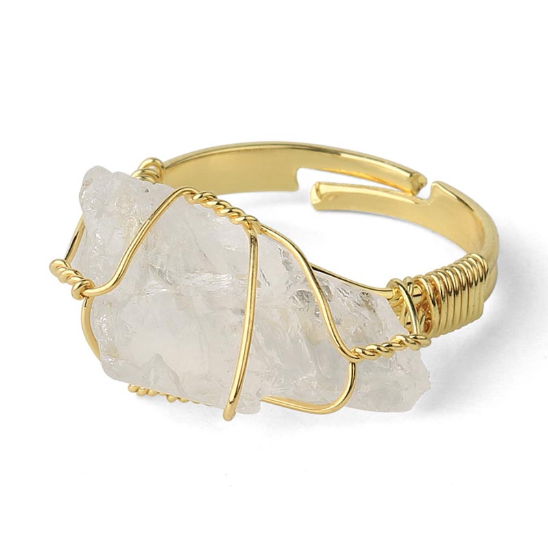 Unisex Amethyst Crystal Adjustable Healing Ring