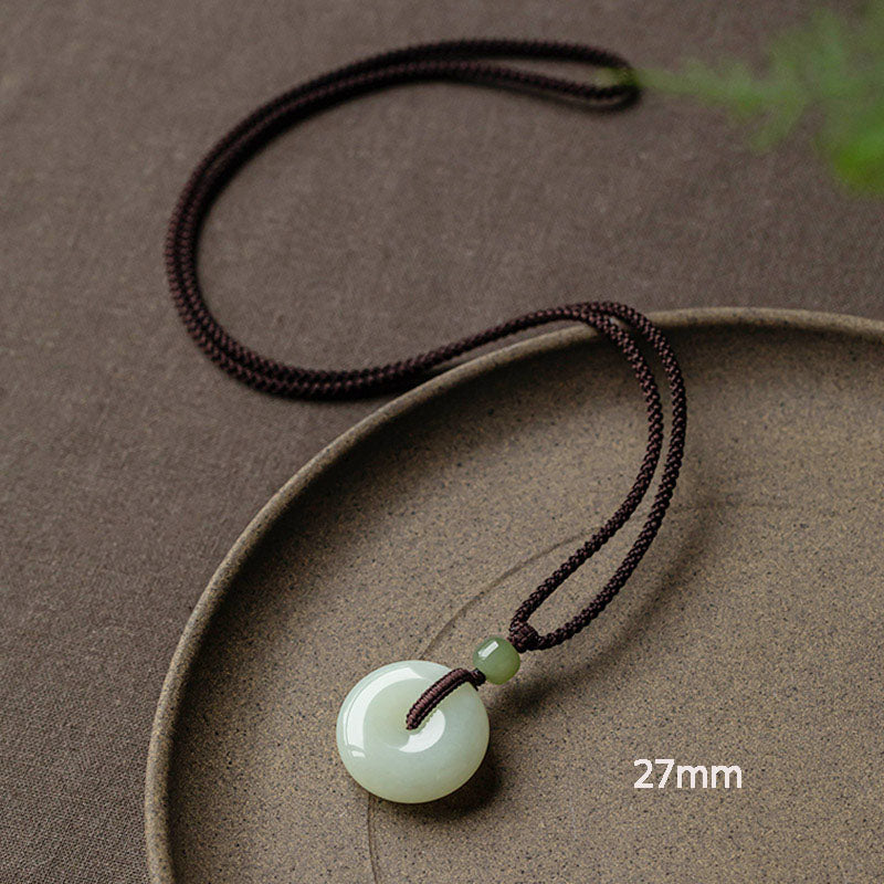 Natural Round Jade Necklace for Prosperity and Luck
