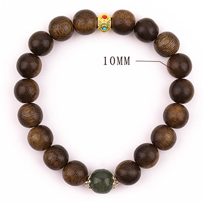 Bracelet porte-bonheur, force et calme en bois d'agar de 10 mm