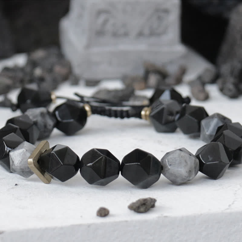 Bracelet de purification en obsidienne noire de 10 mm pour la positivité