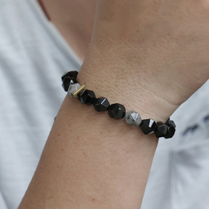 Bracelet de purification en obsidienne noire de 10 mm pour la positivité