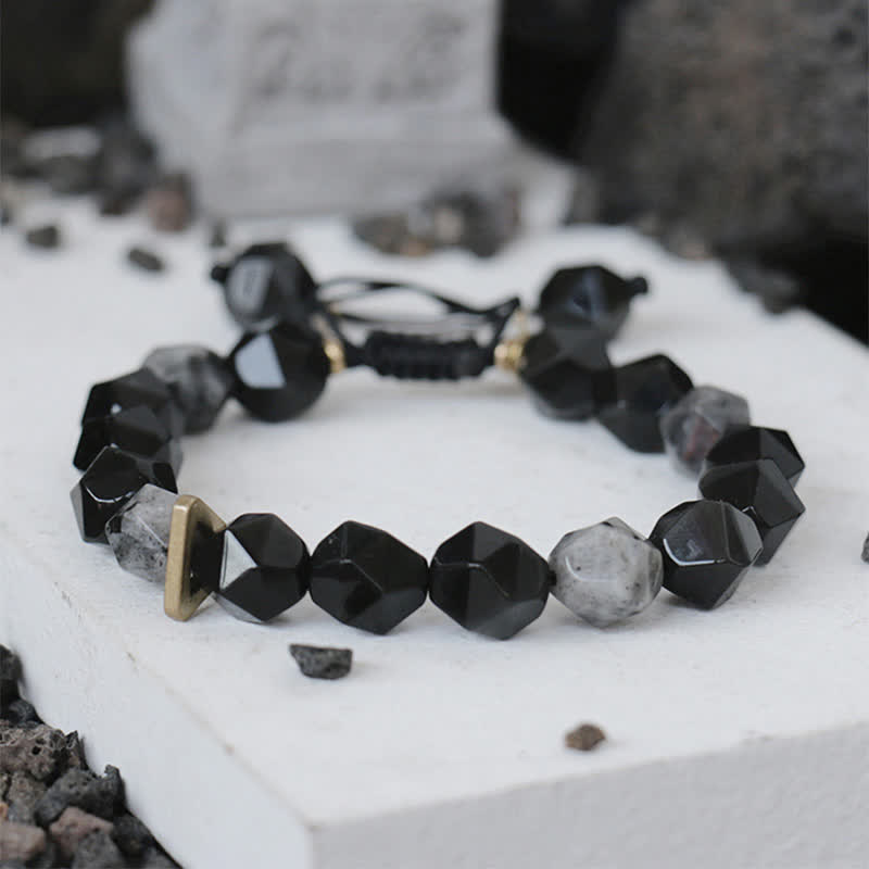 Bracelet de purification en obsidienne noire de 10 mm pour la positivité