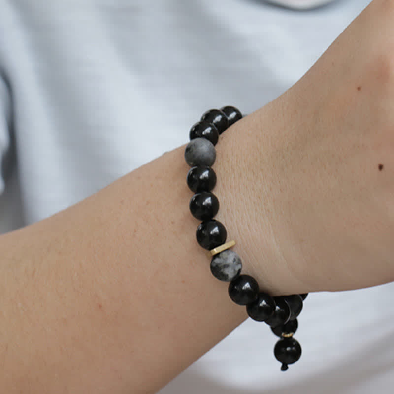 Bracelet de purification en obsidienne noire de 10 mm pour la positivité