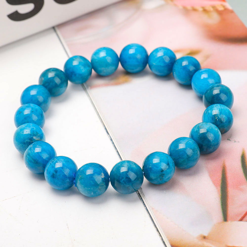 Bracelet spirituel de guérison en apatite bleue de 10 mm