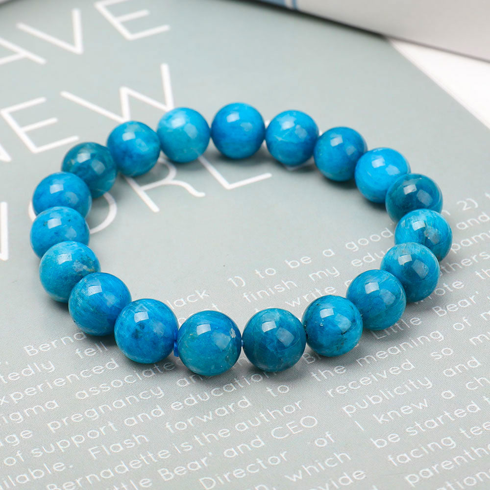 Bracelet spirituel de guérison en apatite bleue de 10 mm