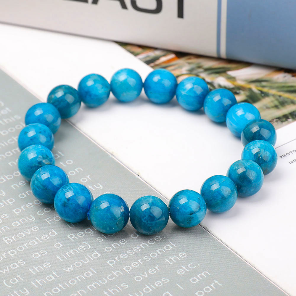 Bracelet spirituel de guérison en apatite bleue de 10 mm