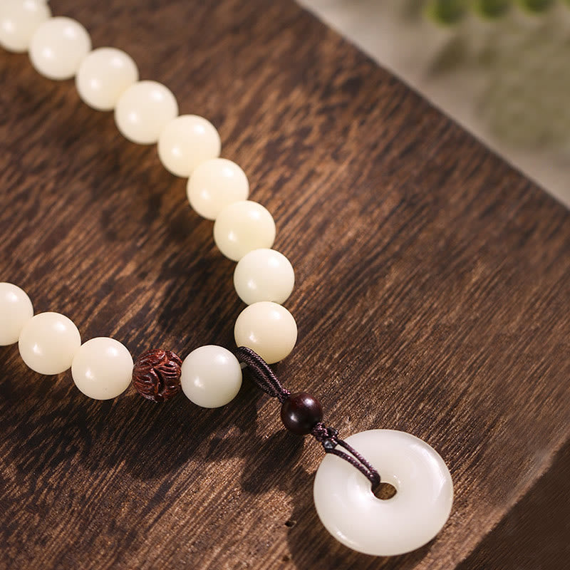 Bracelet Bodhi Seed en bois de santal vert et lotus (10 mm) | Harmony Peace