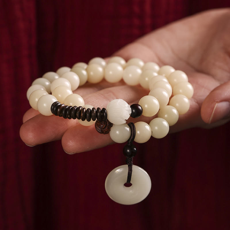 Bracelet Bodhi Seed en bois de santal vert et lotus (10 mm) | Harmony Peace