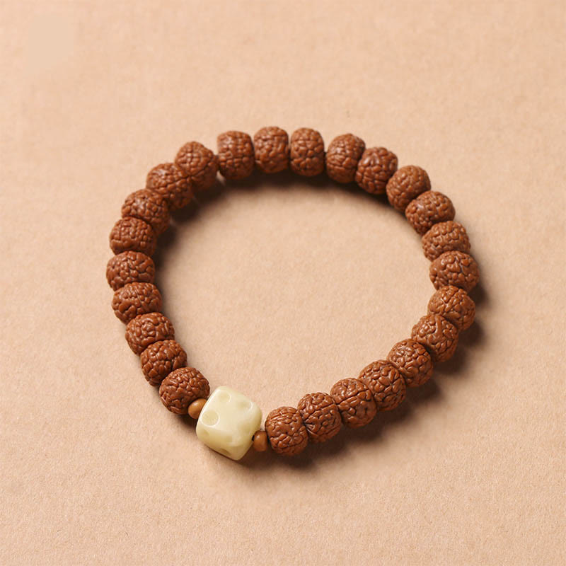Bracelet de richesse Bodhi Seed Dzi à trois yeux de 10 mm, main de Bouddha