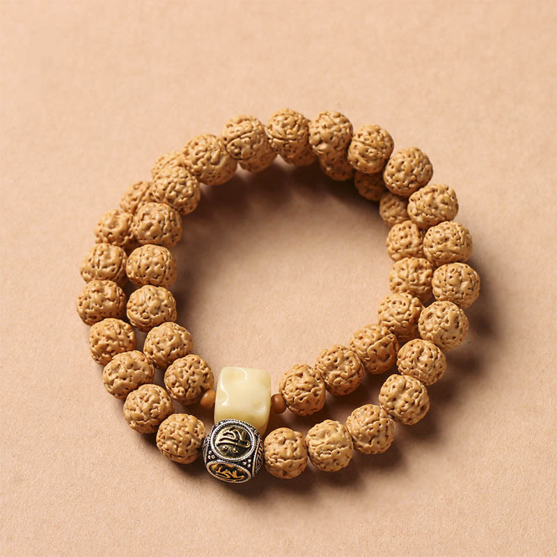 Bracelet de richesse Bodhi Seed Dzi à trois yeux de 10 mm, main de Bouddha