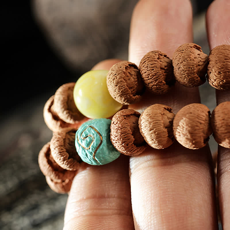 Bracelet de protection en ambre turquoise Bodhi Seed 10 mm