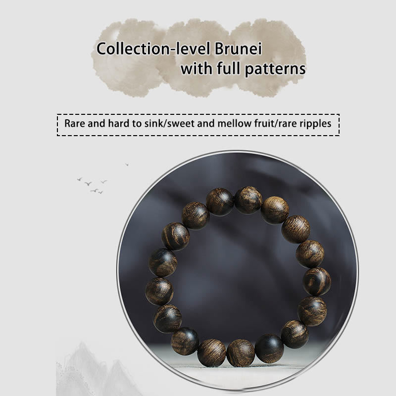 Bracelet de paix en bois d'agar de Brunei de 10 mm avec ondulations d'eau