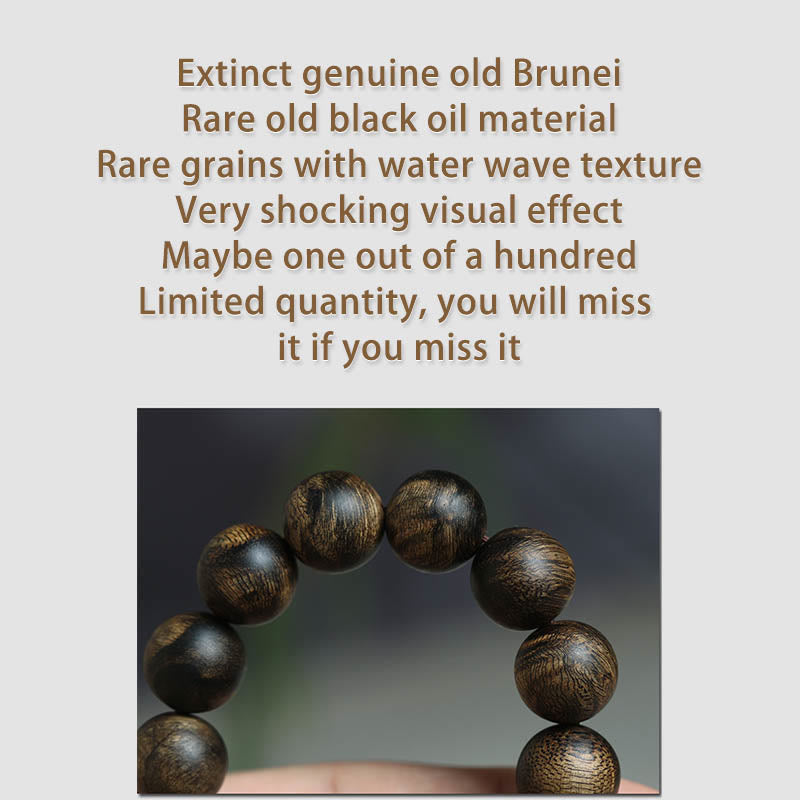 Bracelet de paix en bois d'agar de Brunei de 10 mm avec ondulations d'eau