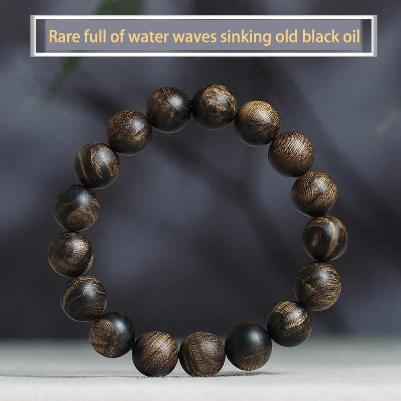 Bracelet de paix en bois d'agar de Brunei de 10 mm avec ondulations d'eau