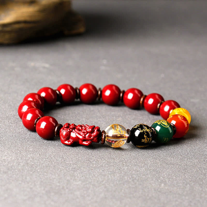 Bracelet PiXiu en cinabre de 10 mm pour la richesse et le calme